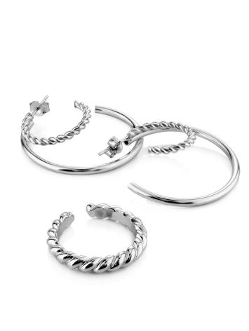 Boho Chic Silver Hoops The Liquid, image , picture 4