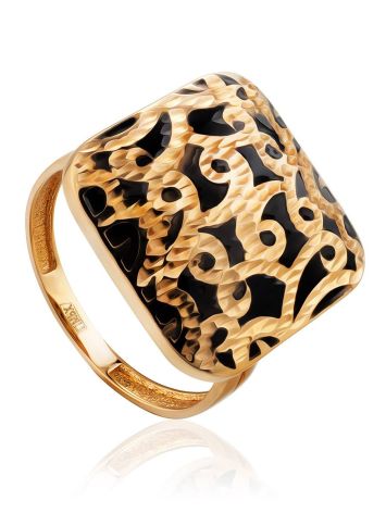 Fabulous Ornate Gold Enamel Ring, Ring Size: 8 / 18, image 