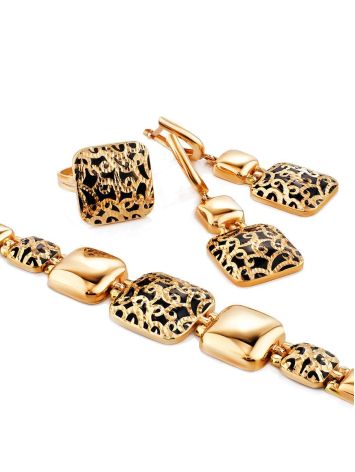 Gorgeous Gold Enamel Dangle Earrings, image , picture 3