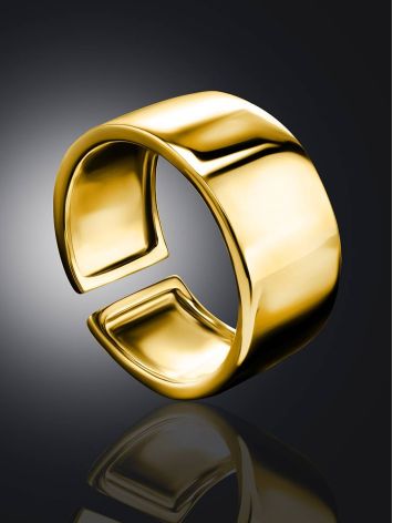 Minimalistic Gold Plated Silver Unisex Ring The ICONIC, Ring Size: Adjustable, image , picture 3