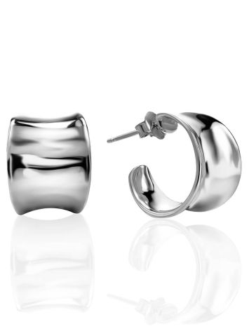 Sterling Silver Creole Stud Hoop Earrings The Liquid, image 