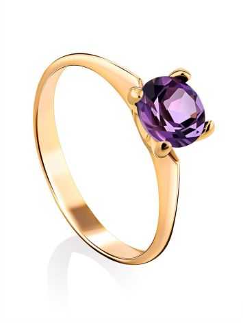 Stylish Gold Amethyst Ring, Ring Size: 8 / 18, image 
