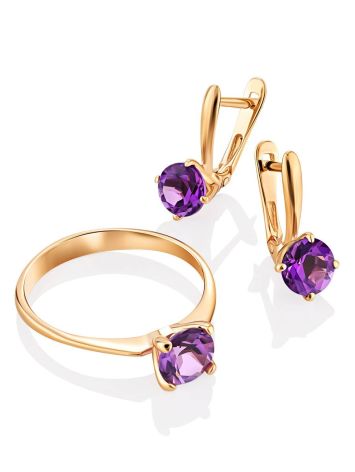 Stylish Gold Amethyst Ring, Ring Size: 8 / 18, image , picture 4