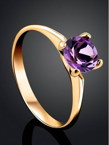 Stylish Gold Amethyst Ring, Ring Size: 8 / 18, image , picture 2