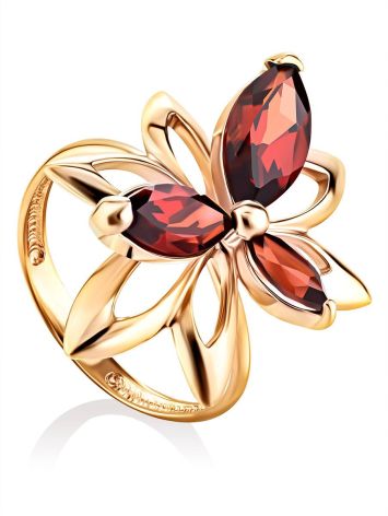 Floral Design Gold Garnet Ring The Verbena, Ring Size: 6.5 / 17, image 