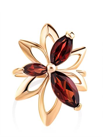 Floral Design Gold Garnet Ring The Verbena, Ring Size: 6.5 / 17, image , picture 3