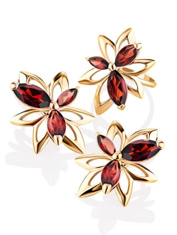 Floral Design Gold Garnet Ring The Verbena, Ring Size: 6.5 / 17, image , picture 5