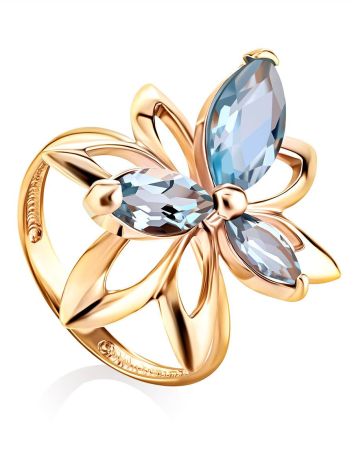 Chic Floral Design Gold Topaz Ring The Verbena, Ring Size: 8 / 18, image 