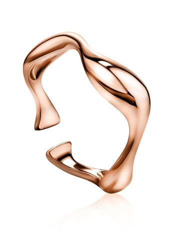 Rose Plated Silver Wave Stacking Ring The Liquid, Ring Size: Adjustable, image 