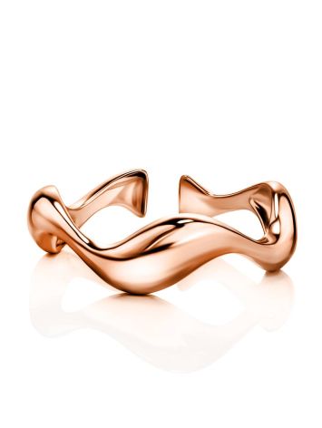 Rose Plated Silver Wave Stacking Ring The Liquid, Ring Size: Adjustable, image , picture 3