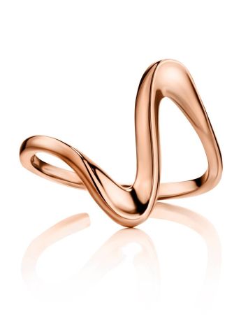 Rose Plated Silver Abstract Wave Ring The Liquid, Ring Size: Adjustable, image , picture 3