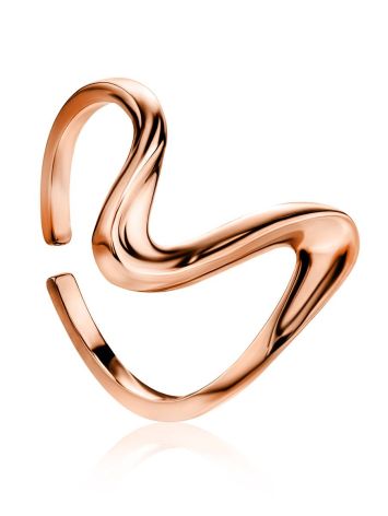 Rose Plated Silver Abstract Wave Ring The Liquid, Ring Size: Adjustable, image 