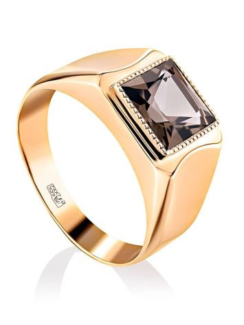 Statement Golden Signet Ring With Quartz, Ring Size: 12 / 21.5, image 