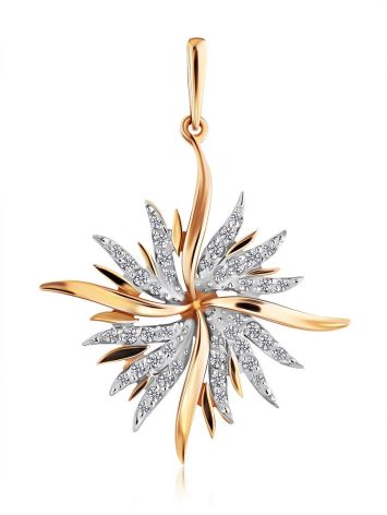 Chic Starburst Motif Gold Crystal Pendant, image , picture 3