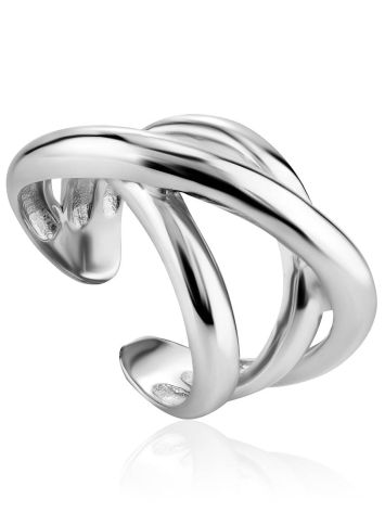 Twisted Silver Adjustable Ring The ICONIC, Ring Size: Adjustable, image 