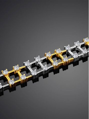 Fashionable Two Tone Gold Crystal Bracelet, image , picture 2