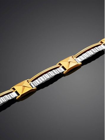 Stylish Unisex Two Tone Gold Bracelet, image , picture 2