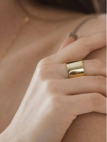 Bold Gold Plated Silver Stoneless Ring The ICONIC, Ring Size: Adjustable, image , picture 8