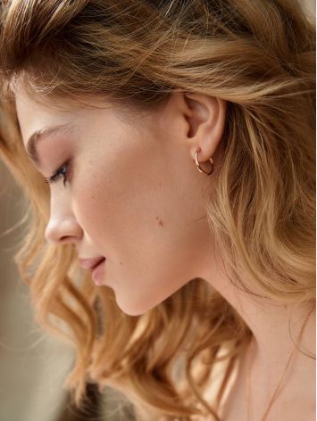 18ct Rose Gold on Sterling Silver Hammered Hoop Earrings The Liquid, image , picture 4