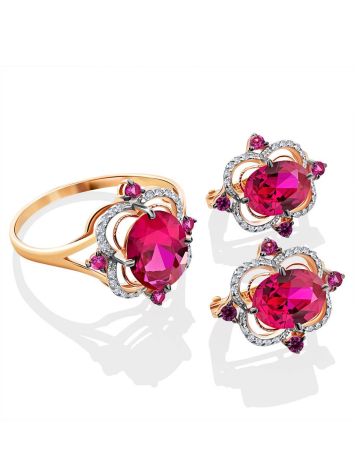 Amazing Golden Earrings With Ruby And Diamonds, image , picture 3