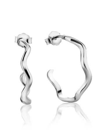 Curvy Design Silver Earrings The Liquid, image 