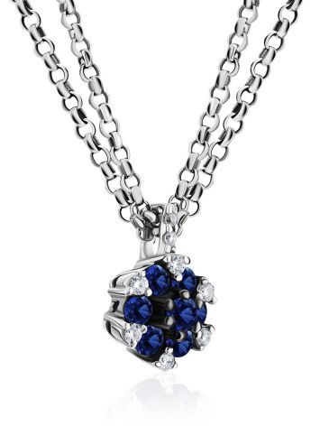 White Gold Necklace With Sapphire Diamond Pendant, image , picture 3