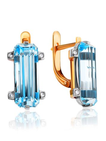 Lustrous Gold Topaz Diamond Earrings, image 