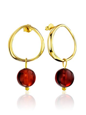 Chic Gold Plated Silver Amber Earrings The Palazzo, image 