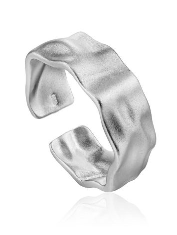 Textured Matt Silver Ring The Liquid, Ring Size: Adjustable, image 