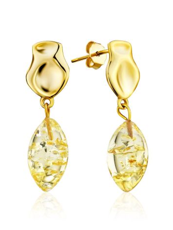 Chic Gold Plated Silver Dangles With Luminous Lemon Amber The Palazzo, image 
