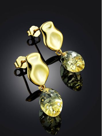 Chic Gold Plated Silver Dangles With Luminous Lemon Amber The Palazzo, image , picture 2