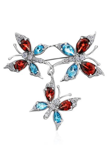 Wonderful Silver Crystal Butterfly Brooch, image 