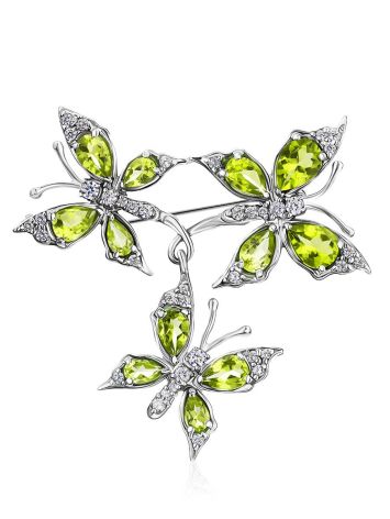 Silver Chrysolite Butterfly Brooch, image 