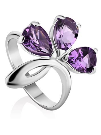 Chic Silver Amethyst Ring, Ring Size: 8.5 / 18.5, image 