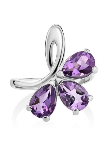 Chic Silver Amethyst Ring, Ring Size: 8.5 / 18.5, image , picture 4