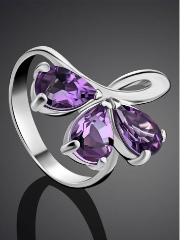 Chic Silver Amethyst Ring, Ring Size: 8.5 / 18.5, image , picture 2