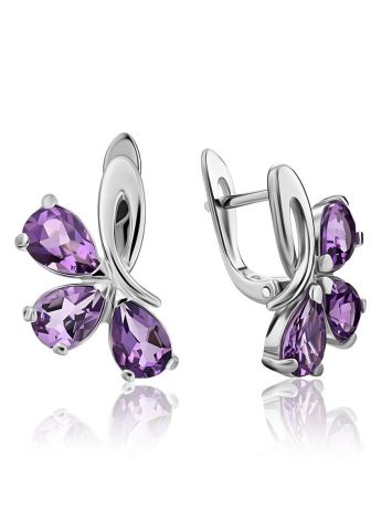 Charming Silver Amethyst Earrings, image 