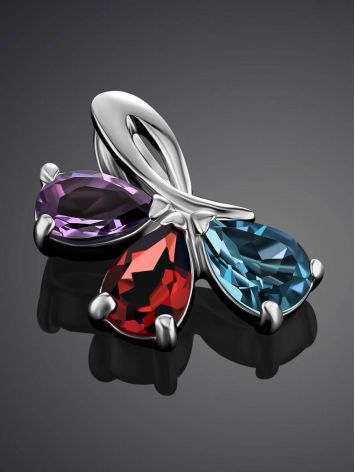 Silver Pendant With Bright Multicolor Crystals, image , picture 2
