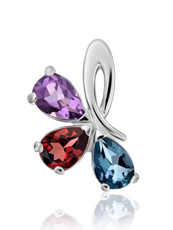 Silver Pendant With Bright Multicolor Crystals, image 