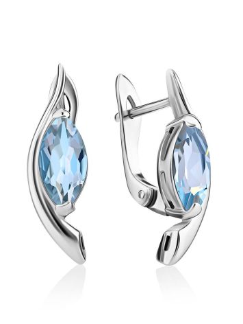 Silver Earrings With Topaz Centerstones, image 