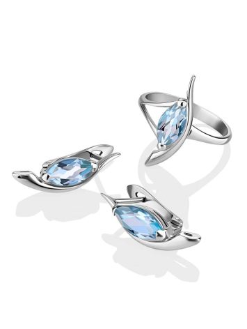 Silver Earrings With Topaz Centerstones, image , picture 4