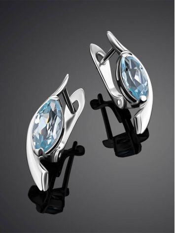 Silver Earrings With Topaz Centerstones, image , picture 2