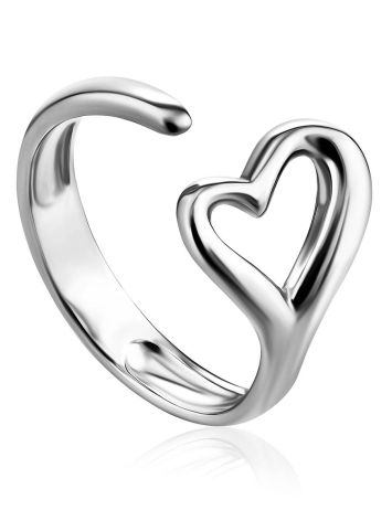 Heart Shaped Silver Adjustable Ring The Liquid, Ring Size: Adjustable, image 
