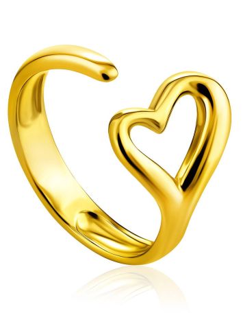 Heart Shaped Gold Plated Silver Adjustable Ring The Liquid, Ring Size: Adjustable, image 