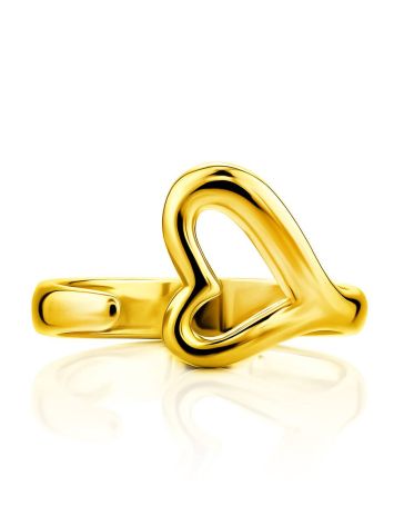 Heart Shaped Gold Plated Silver Adjustable Ring The Liquid, Ring Size: Adjustable, image , picture 3