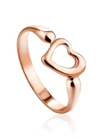 Heart Shaped Rose Plated Silver Ring The Liquid, Ring Size: 11.5 / 21, image 
