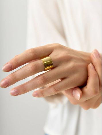 Bold Gold Plated Silver Stoneless Ring The ICONIC, Ring Size: Adjustable, image , picture 3