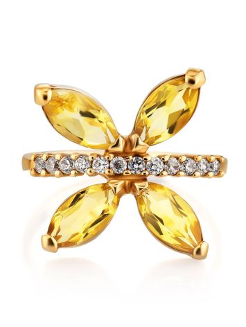 Luminous Citrine Butterfly Golden Ring, Ring Size: 8.5 / 18.5, image , picture 3