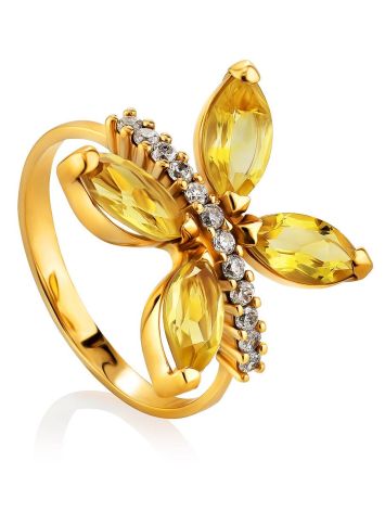 Luminous Citrine Butterfly Golden Ring, Ring Size: 8.5 / 18.5, image 