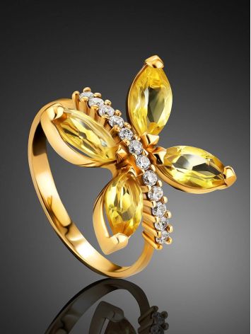 Luminous Citrine Butterfly Golden Ring, Ring Size: 8.5 / 18.5, image , picture 2